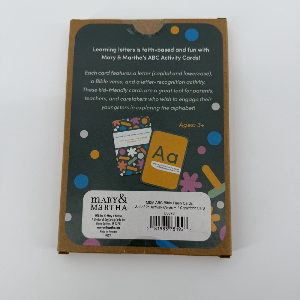 Mary & Martha ABC Activity Cards Bible Flash Cards Christian Learning Ages 3+ - Picture 2 of 4